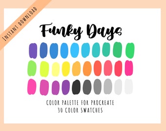 Funky Days Procreate Color Palette: Bright 90s Retro Colors (Digital Download)