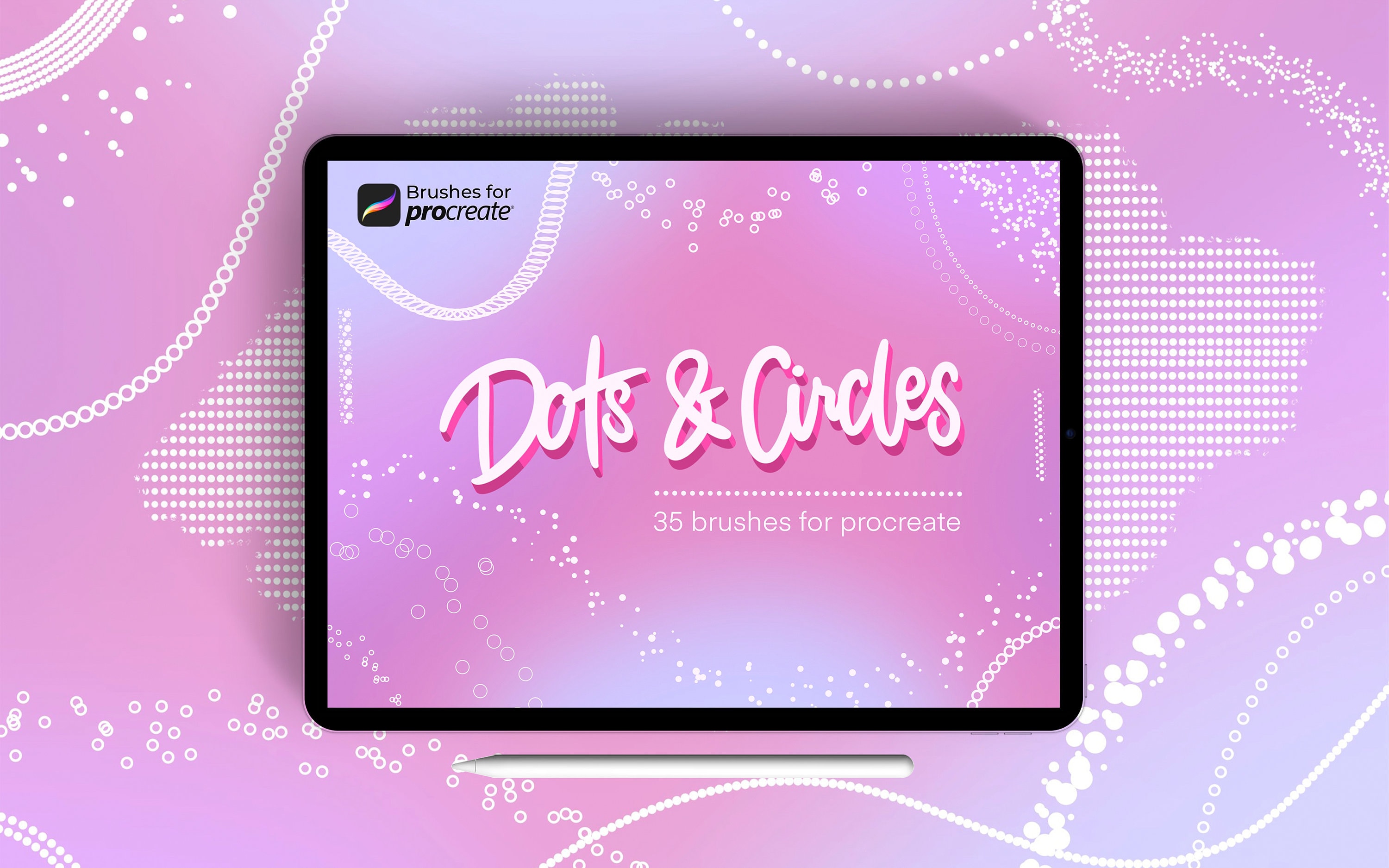 35 pinceles de Procreate Círculos y Puntos | Stippling, Dotwork, Bordes punteados y set de lettering (Descarga digital)