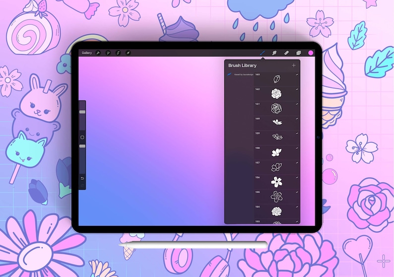 220 Procreate Kawaii Stamp Brushes Cute Doodle Stamps Etsy