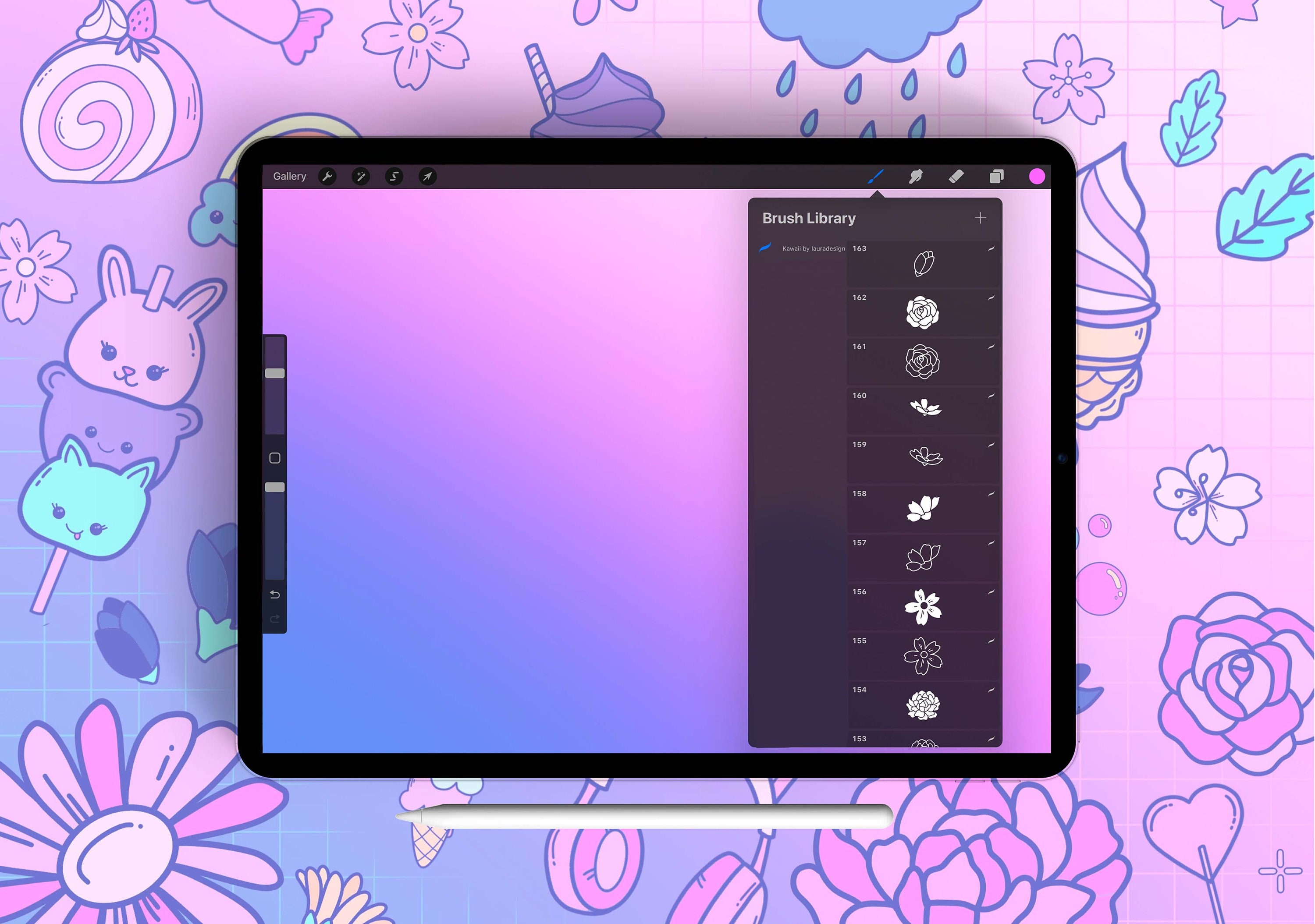 220 Procreate Kawaii Stamp Brushes Cute Doodle Stamps Etsy