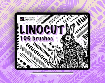 105+ Procreate Linocut Brush Set: Liner, Texture, Grain & Seamless Pattern Brushes