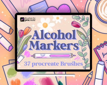 37 pennelli per pennarelli ad alcol Procreate: set di pennelli per colorazione digitale realistica e inchiostro ad alcol