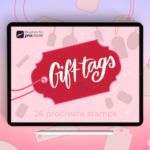 25+ pędzli do stempli na etykiety prezentowe Procreate | stemple na etykiety urodzinowe | elementy do świętowania | stemple na etykiety prezentowe świąteczne | minimalistyczne stemple do planera