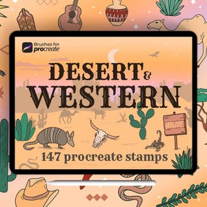 145+ Procreate desert stamp brushes | boho western stamps | wild west, cowboy stamps | succulent and cactus | abstract elements