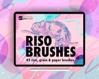 Plus de 40 pinceaux pour risographe Procreate : kit de dessin risographe, grain, texture et superposition