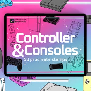 Más de 55 pinceles de sellos para juegos de Procreate: conjunto de pinceles para mandos de consolas, garabatos de Xbox y PlayStation.