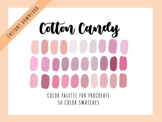 Cotton Candy Procreate Color Palette: 30 Soft Pastel Swatches (Digital Download)