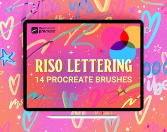14 pinceaux à lettrage Procreate Riso : ensemble de pinceaux pour risographe, texture et superposition
