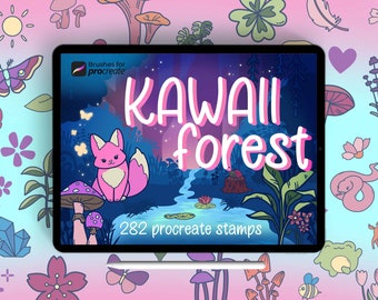 280+ Procreate Kawaii Forest Stamp Brushes: Magical Doodles, Animal Sticker and Botanical Brush Pack