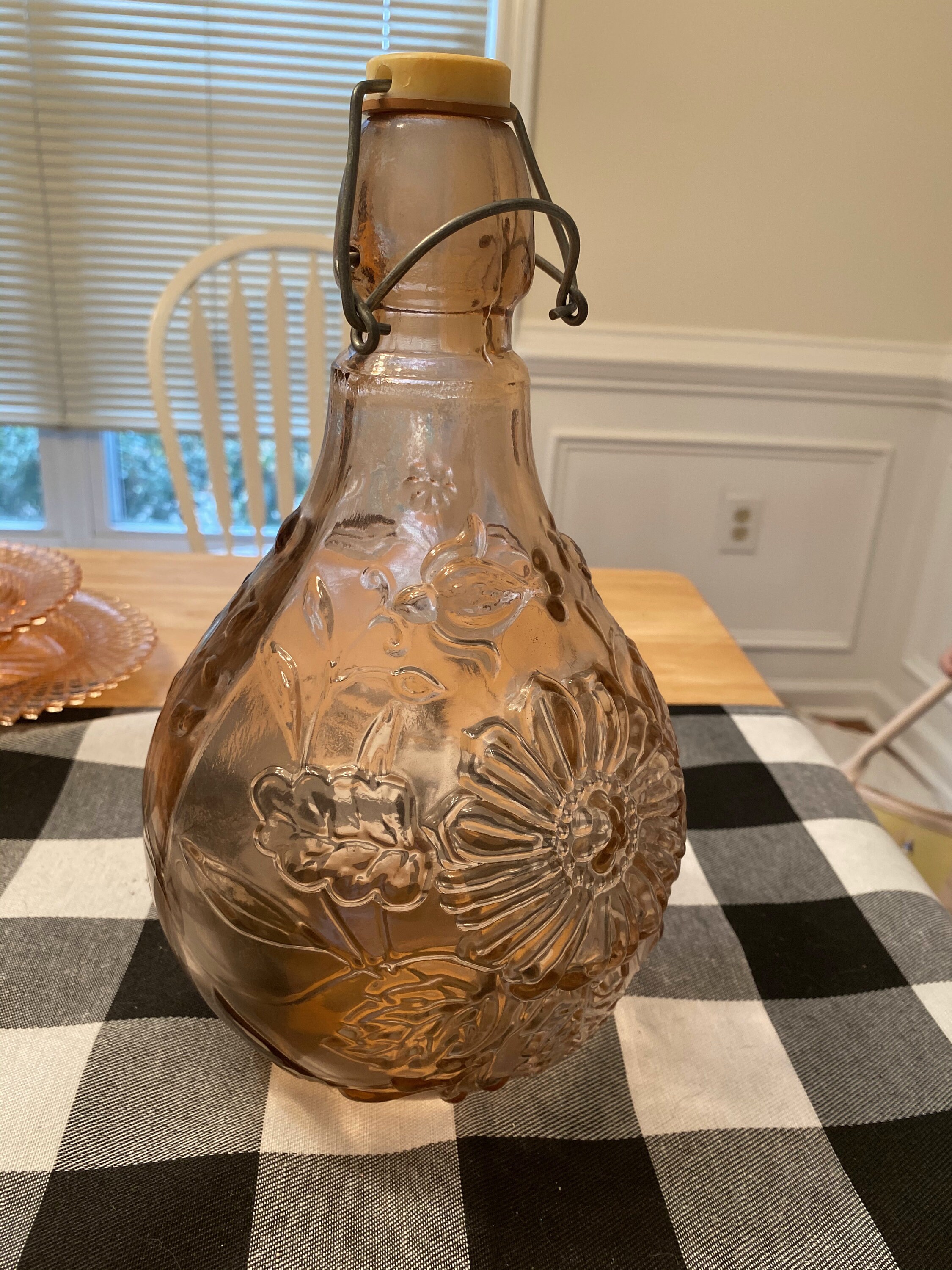 Pink Depression Glass Wine Decanter w/Stopper Etsy
