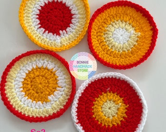 Sun color Crochet round coasters handmade,drinks coasters