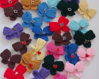 Handmade Crochet hair clips , color hair clips