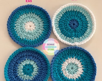 Sea color Crochet round coasters handmade,drinks coasters
