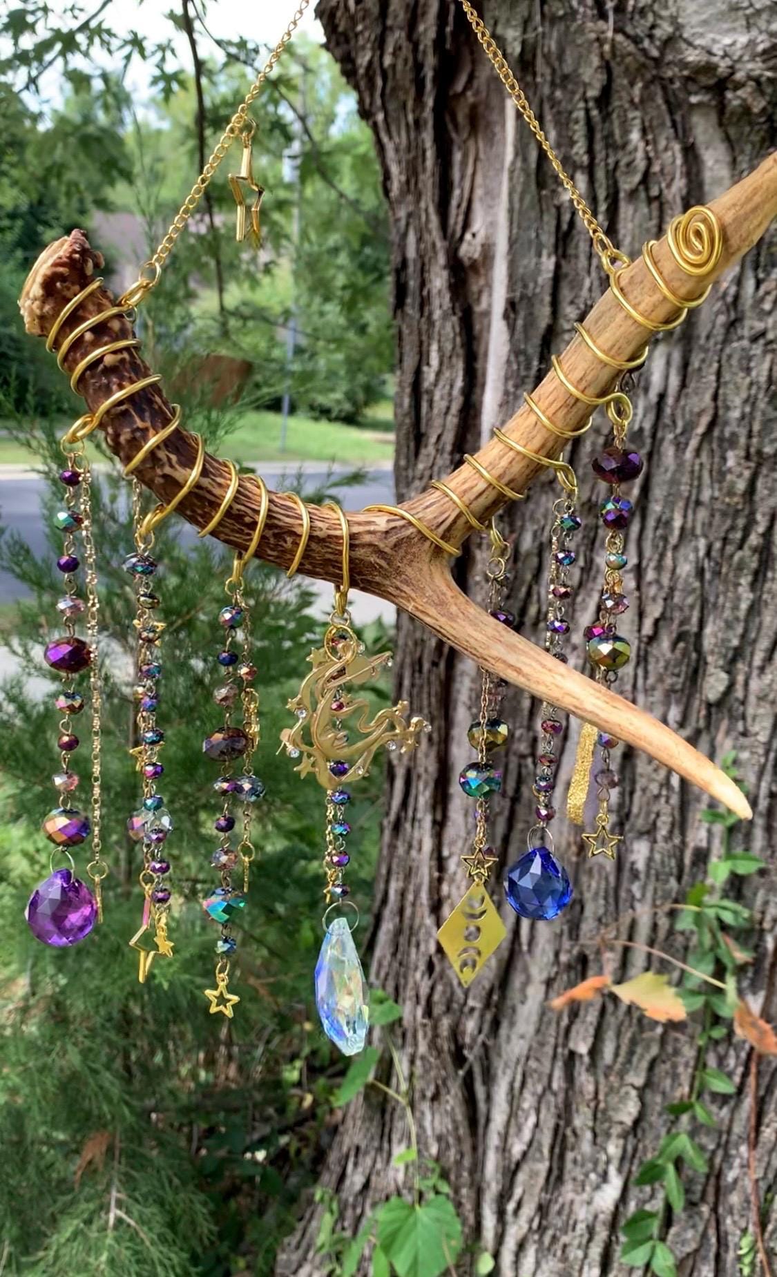 Antler Suncatcher - Celestials - Upcycled Jewelry Wall Art, Sun Catcher ...