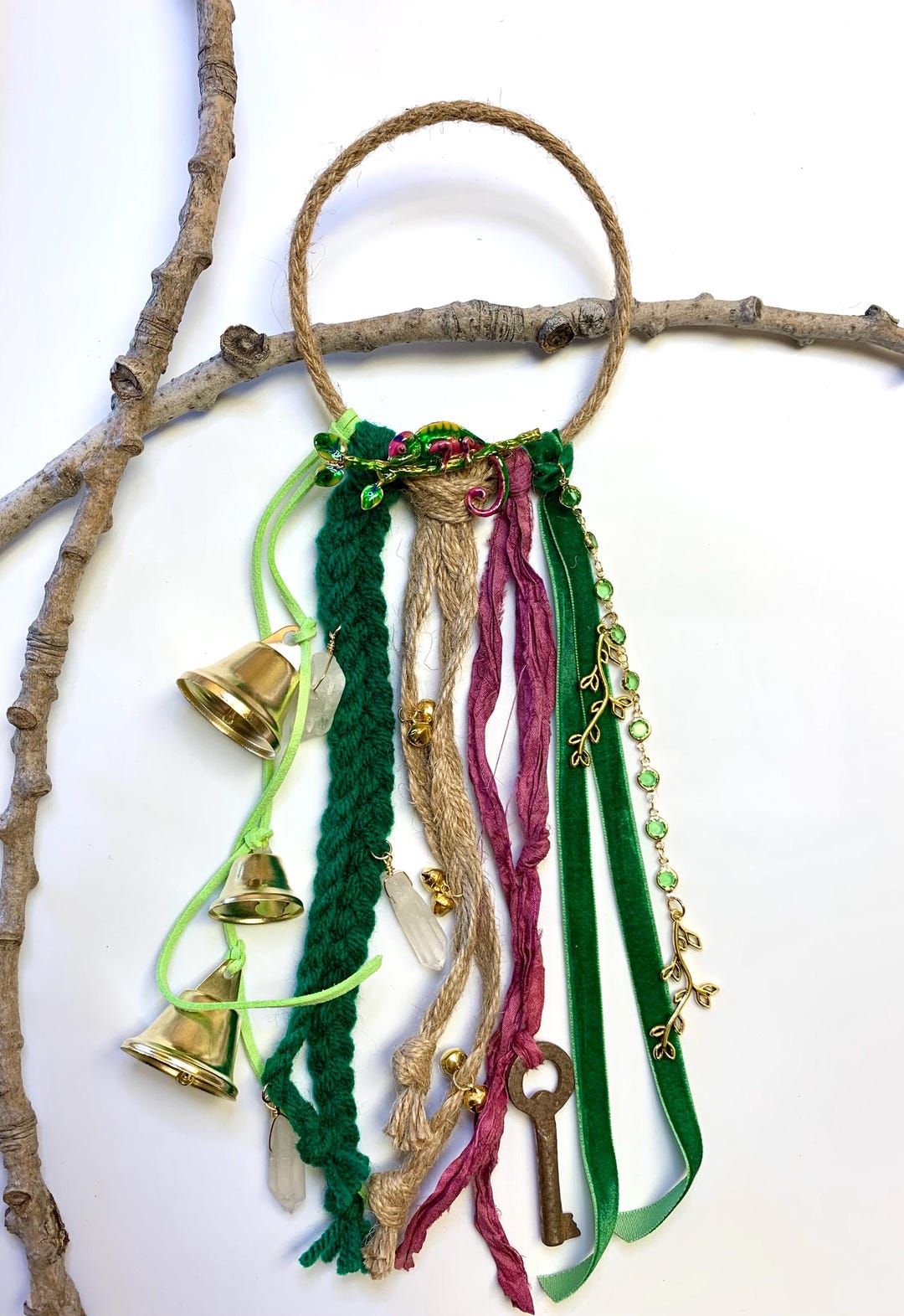 Key Tree Bells Blessing Bells - Little Lizard - Witches Bells for Home, Skeleton Key ...