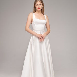 Modern wedding dress MILA. Reception dress | Satin wedding dress | Sexy white dress