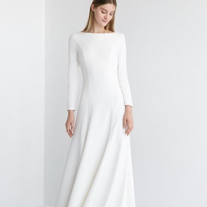 Modest wedding dress STELLA. Crepe wedding dress |  long sleeve wedding dress | winter wedding dress