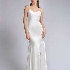 Satin wedding dress ARIA. Reception dress | Sexy wedding dress | Fit & flare silhouette