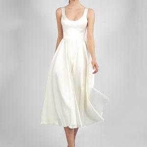 Satin wedding dress BARBARA MIDI. Romantic white dress | midi wedding dress | reception dress