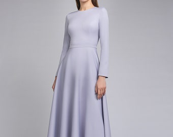 Schlichtes Brautkleid SABRINA. Langarm Kleid | Standesamtliches Hochzeitskleid | Brautkleid aus Crpe | Winter Brautkleid