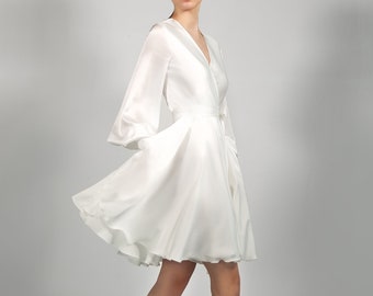 Sexy wedding dress STAR. Long sleeve dress | Cocktail dress | Mini wedding dress | Silk wedding dress