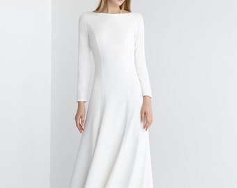 Modest wedding dress STELLA. Crepe wedding dress |  long sleeve wedding dress | winter wedding dress