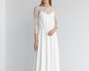Modest wedding dress AMALIA. Boho lace wedding dress | Reception dress | Winter wedding dress