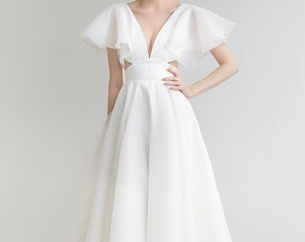 Midi Brautkleid EULALIA. Lässiges Hochzeitskleid | Standesamtliche Hochzeitskleid | Cocktailkleid