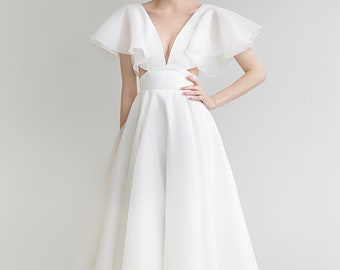 Robe de mariée midi EULALIA. Robe de mariée décontractée | Robe de mariée civile | Robe de cocktail