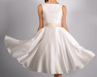 Ready to ship wedding dress | Satin wedding dress | short wedding dress| casual wedding dress