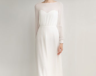 Modest wedding dress VIVIAN. A-line silhouette | Long wedding gown | Simple wedding dress