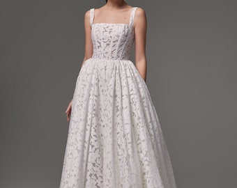 Robe de mariée longue RUTA. Robe de mariée en dentelle | Robe de réception | Robe de mariée modeste | Robe blanche romantique