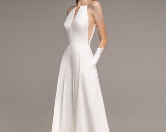 Braut-Jumpsuit DOLORES. Hochzeitsoverall | Empfang Kleid | Minimalistisches Kleid | Standesamtliche Hochzeitskleid