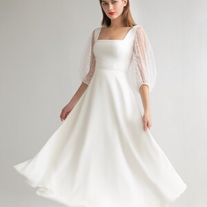 Midi wedding dress EDISON. Crepe wedding dress | Casual wedding dress | Civil wedding dress