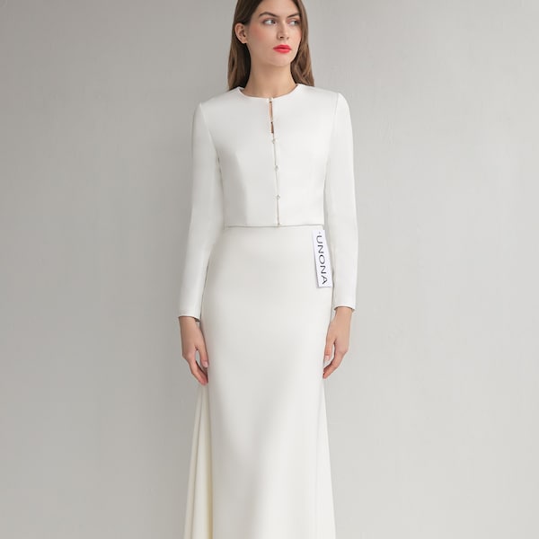 Crepe wedding jacket | Bridal coverup | Bridal separates |  Ivory jacket for wedding | White bridal jacket