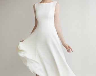 Civil wedding dress STACY. Minimalist dress | Simple wedding dress | Midi wedding dress