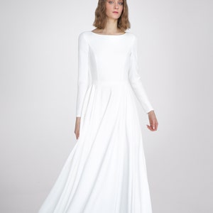 Modest wedding dress ADRIA. Long sleeve dress | Winter wedding dress | Crepe wedding dress