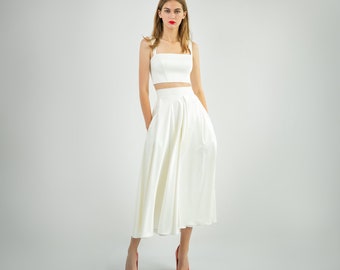 Bridal skirt Paloma + corset top Andrea | White cocktail dress | Midi wedding dress