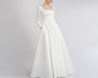 Ball gown wedding dress ELIZABETH. Winter wedding dress | Satin wedding dress | Long sleeve dress