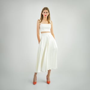 Bridal skirt Paloma + corset top Andrea | White cocktail dress | Midi wedding dress
