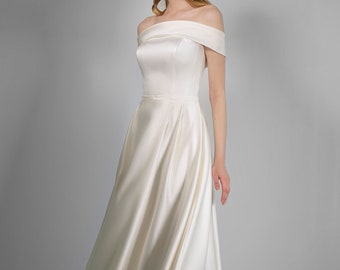 Romantisches Brautkleid ALLYN Midi. Standesamtliche Hochzeitskleid | Empfang Kleid | Midi Brautkleid