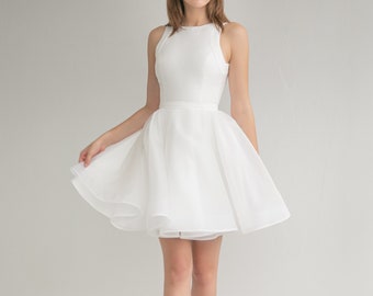 Short wedding dress FILICI. Cocktail dress | White mini dress | Courthouse wedding dress