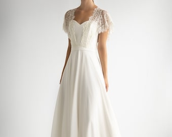 Modest wedding dress BETTY. Chiffon wedding dress | long wedding gown | ivory wedding dress
