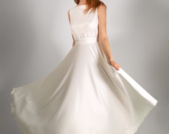 Simple bridal dress IRIS. Midi wedding dress | silk wedding dress | casual wedding dress