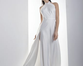 Sexy wedding dress MARY. Reception dress | halter neckline | simple wedding dress | silk wedding dress