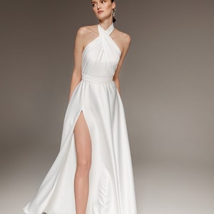 Simple wedding dress PARIS. Sexy wedding dress | long wedding gown | reception dress | bridesmaid dress | halter neckline