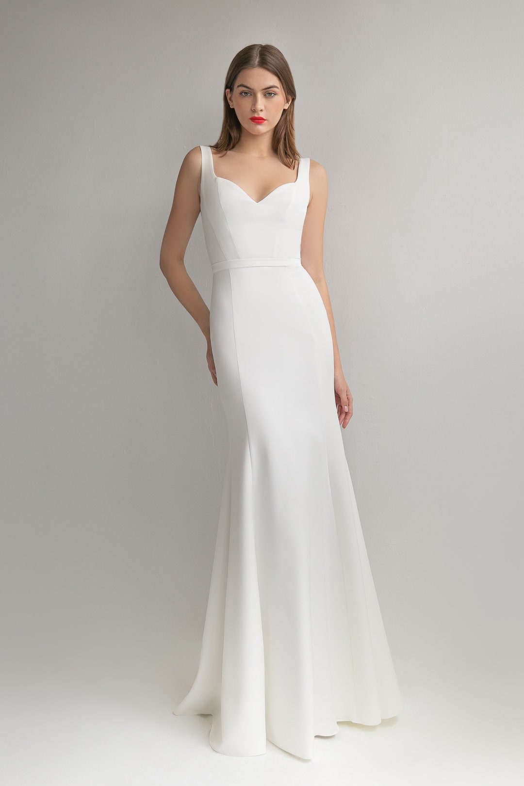 Minimalist Wedding Dress NOEL. Reception Dress Simple Wedding Dress ...