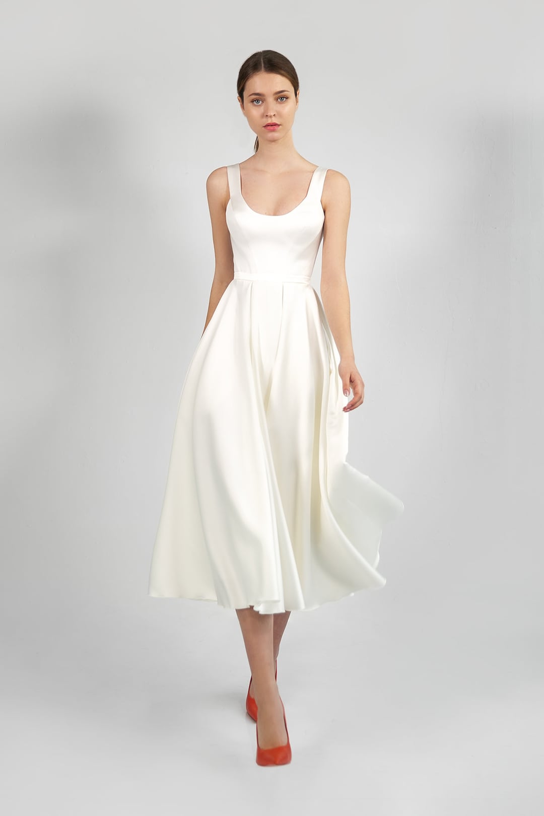 Vestido de novia de satén BARBARA MIDI. Vestido blanco - Etsy México Vestido de novia de satén BARBARA MIDI. Vestido blanco - Etsy México