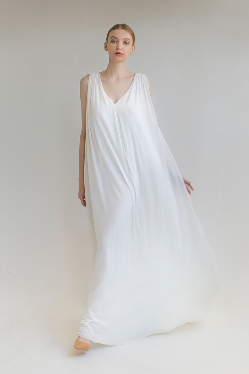 Chiffon wedding dress JOAN. Open back maxi dress Simple wedding dress Minimalist dress Reception dress image 6