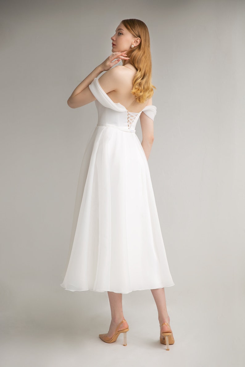 Midi wedding dress TIFFANY. Simple wedding dress Minimalist dress Civil wedding dress image 4